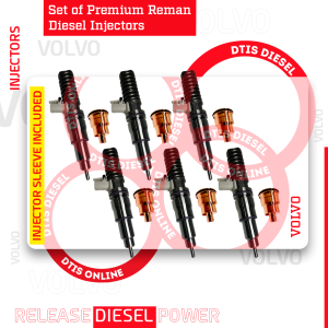 85003109 SET OF PREMIUM REMAN DIESEL INJECTORS D13F EPA07 - 6 Injectors Set – $1,500.00 + $600.00 Core - INJECTOR SLEEVE INCLUDED - Free Shipping in all orders