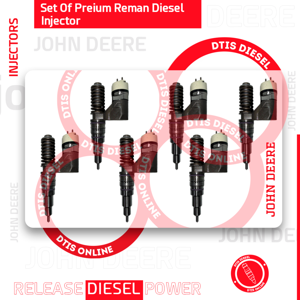 Set of Premium Reman Diesel Injectors - John Deere - 6 Injectors set – $2,100.00+$1,200.00 Core Charge Free Shipping in all orders